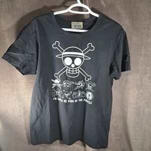 One Piece I'm Gonna Be King Of The Pirates Black Glitter Graphic Tee VG XL